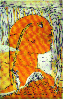 Auf der Suche, Ines Vierling, 1997, Farbradierung von 2 Platten, 22,5 cm x 14,5 cm